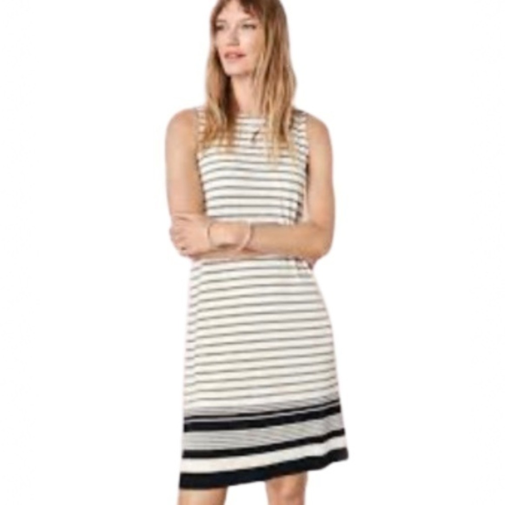 J.Jill cream and black striped midi dress NWT size L